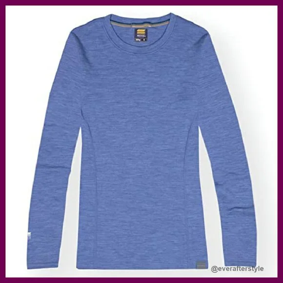 Merino Wool Thermal Base Layer Long Sleeve Crewneck Top Fitted Minimal